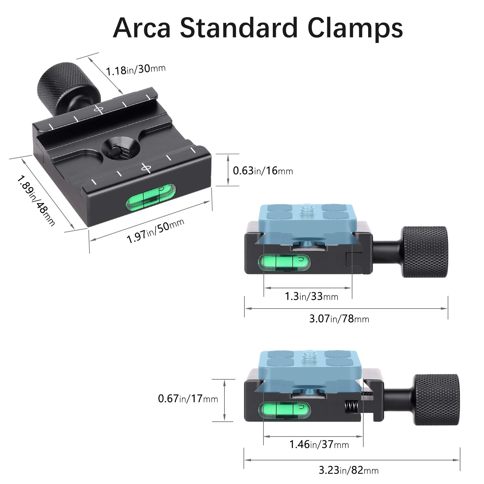 50mm Quick Release Clamp Adapter( Arca-type Compatible) with 1/4" 3/8" Hole
