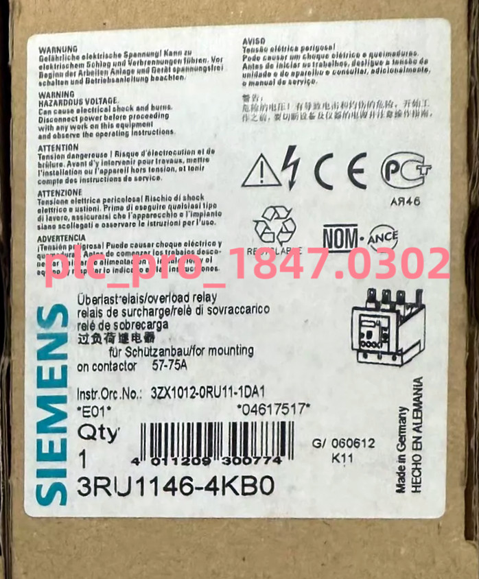 3RU1146-4KB0 1PCS Brand New Siemens 3RU1146-4KB0 57-75A  Fast delivery