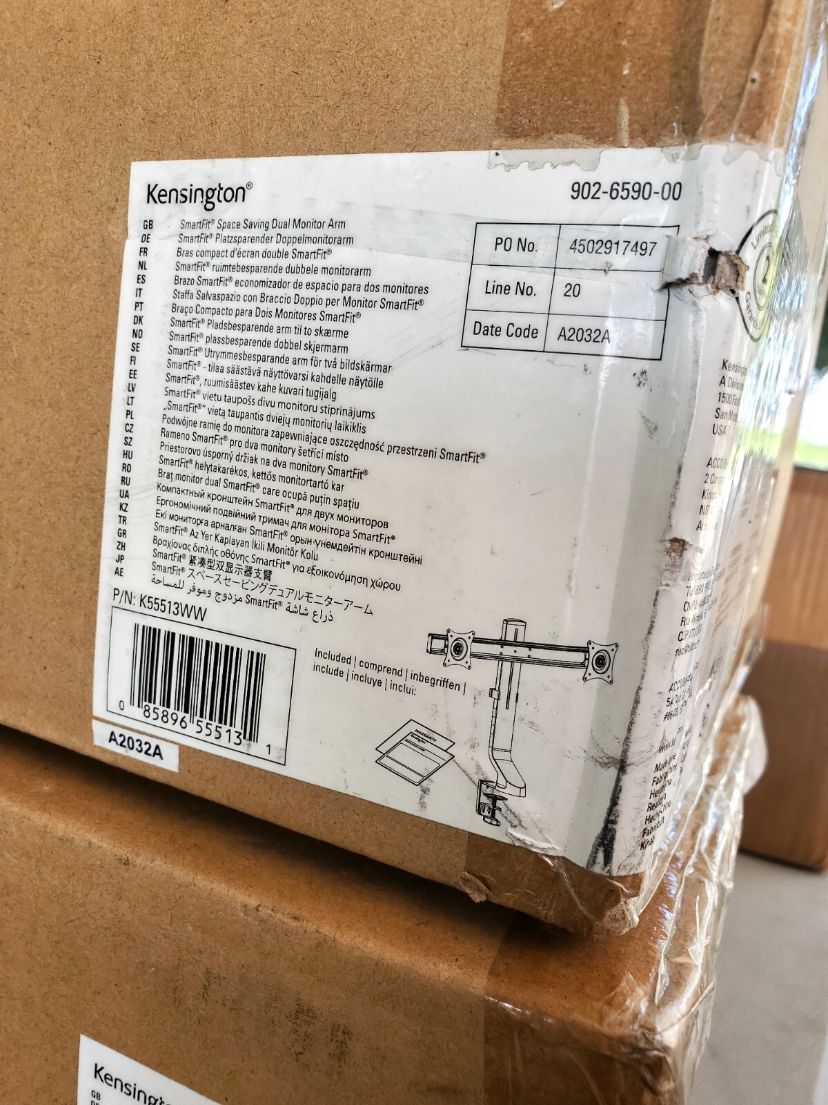 K55513WW Kensington SmartFit Space-Saving Dual Monitor Arm 902-6590-00