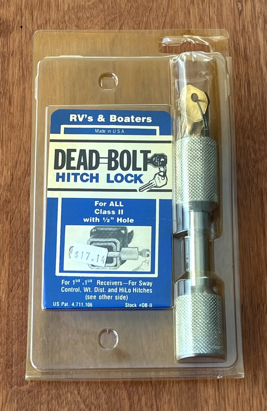 CT Johnson Dead Bolt Hitch Lock for All Class II Hitches with 1/2" Hole