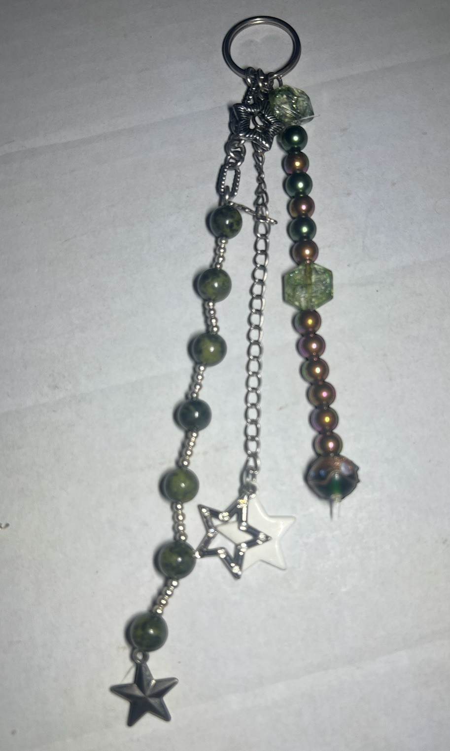 Keychain Homemade Glass beads Mix Beads Stars Green