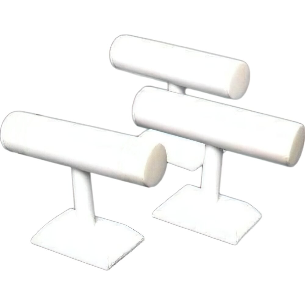 3 White Faux Leather T-Bar Bracelet Display Watch