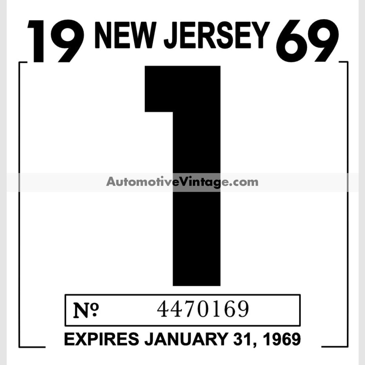 Vintage 1969 New Jersey Windshield Inspection Sticker