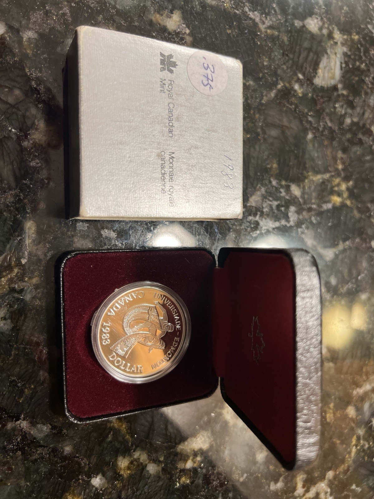 1983 Canada Proof Silver Dollar World University Games Edmonton RCM Case Box