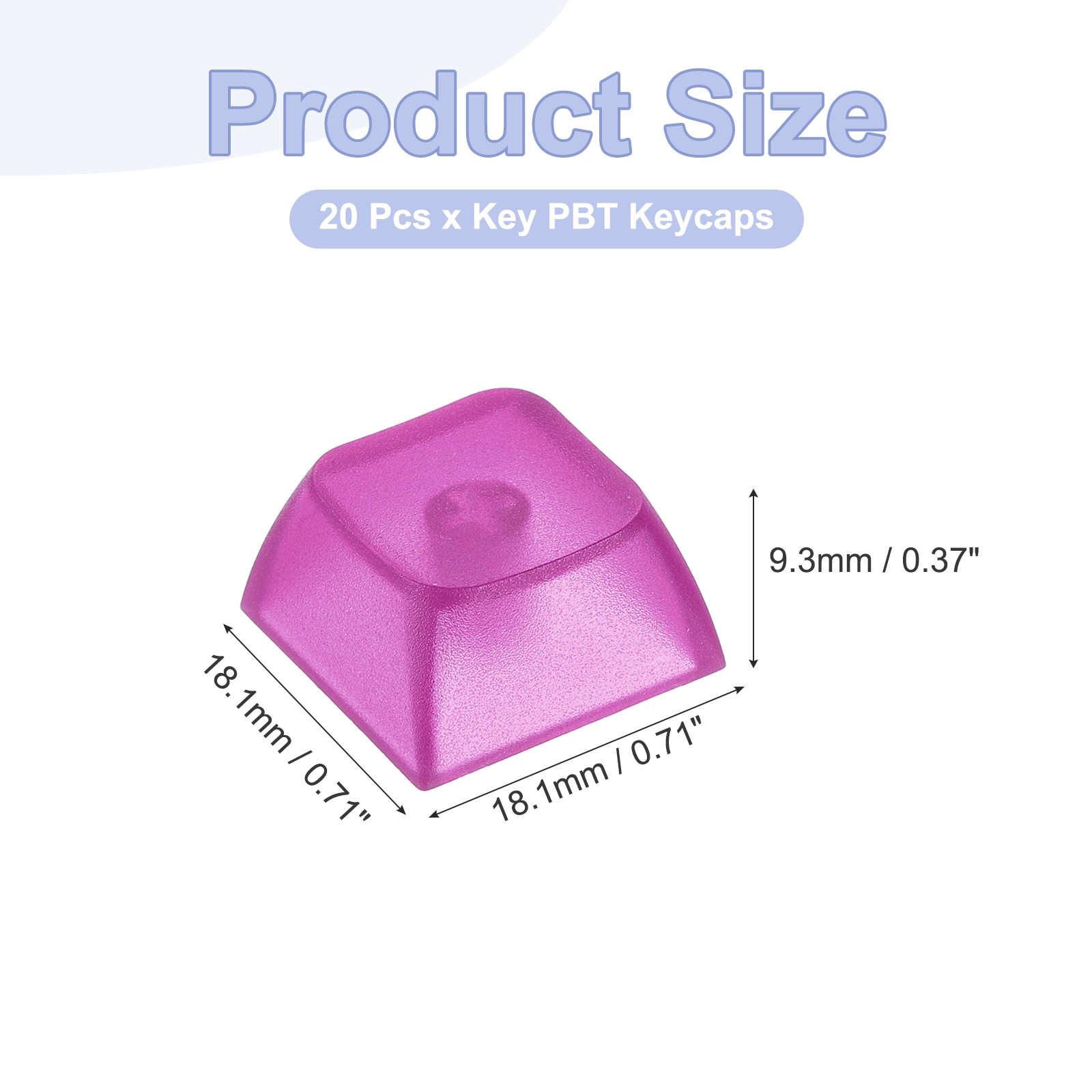 20Pcs XDA Profile Keycap Set PBT Mechanical Numeric Keypads, Clear Purple