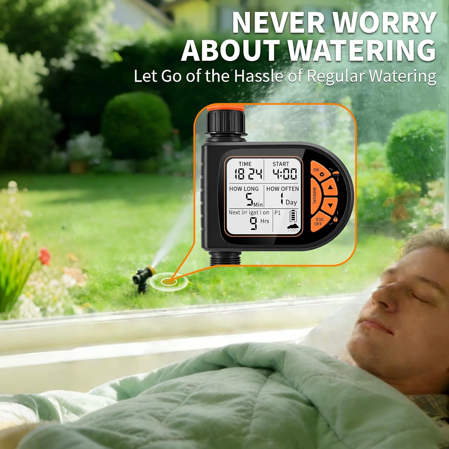 Sprinkler Timer for Garden Hose - Programmable Irrigation Timer with Rain Delay,