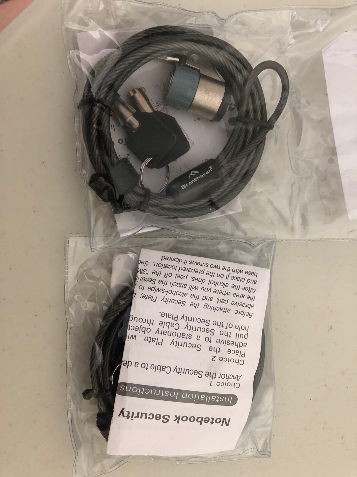2x Brenthaven Zero Impact Laptop Cable Lock #4100 Computer Notebook with 2 Keys