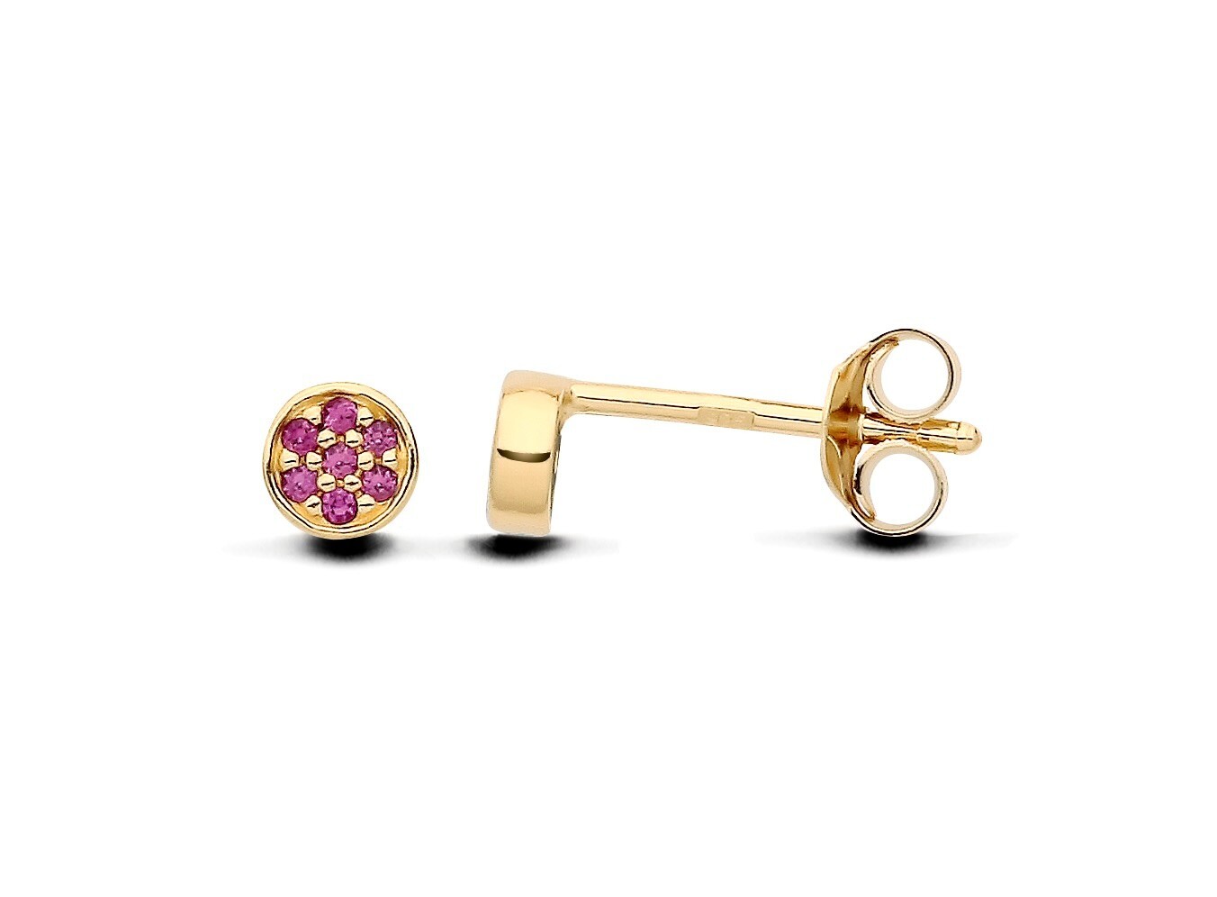 9ct Yellow Gold on Silver Ruby Cz Round Cluster Stud Earrings