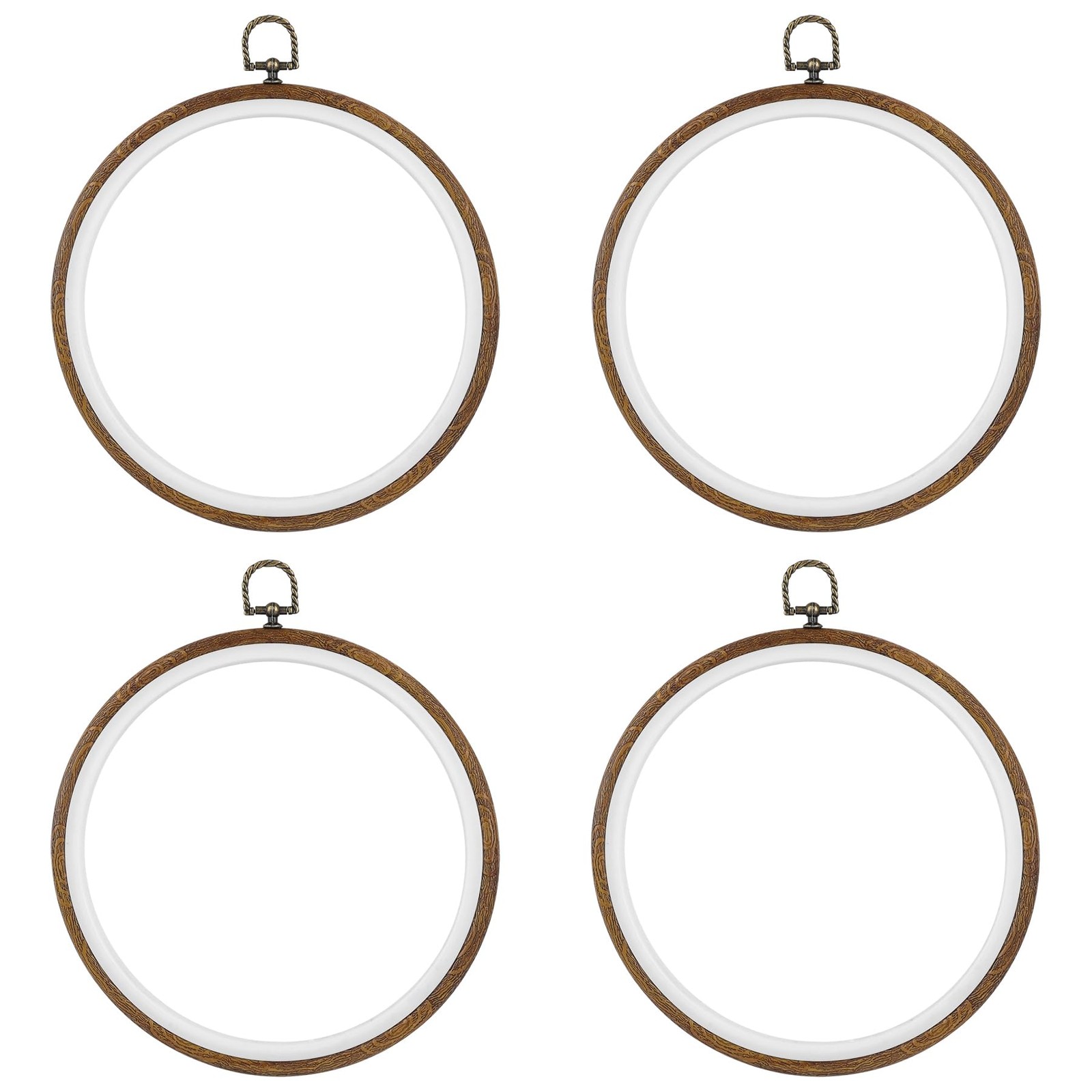 , 4 Pack Round Embroidery Hoops 8 Inch Imitated Wood Display Frame Circle Cro...