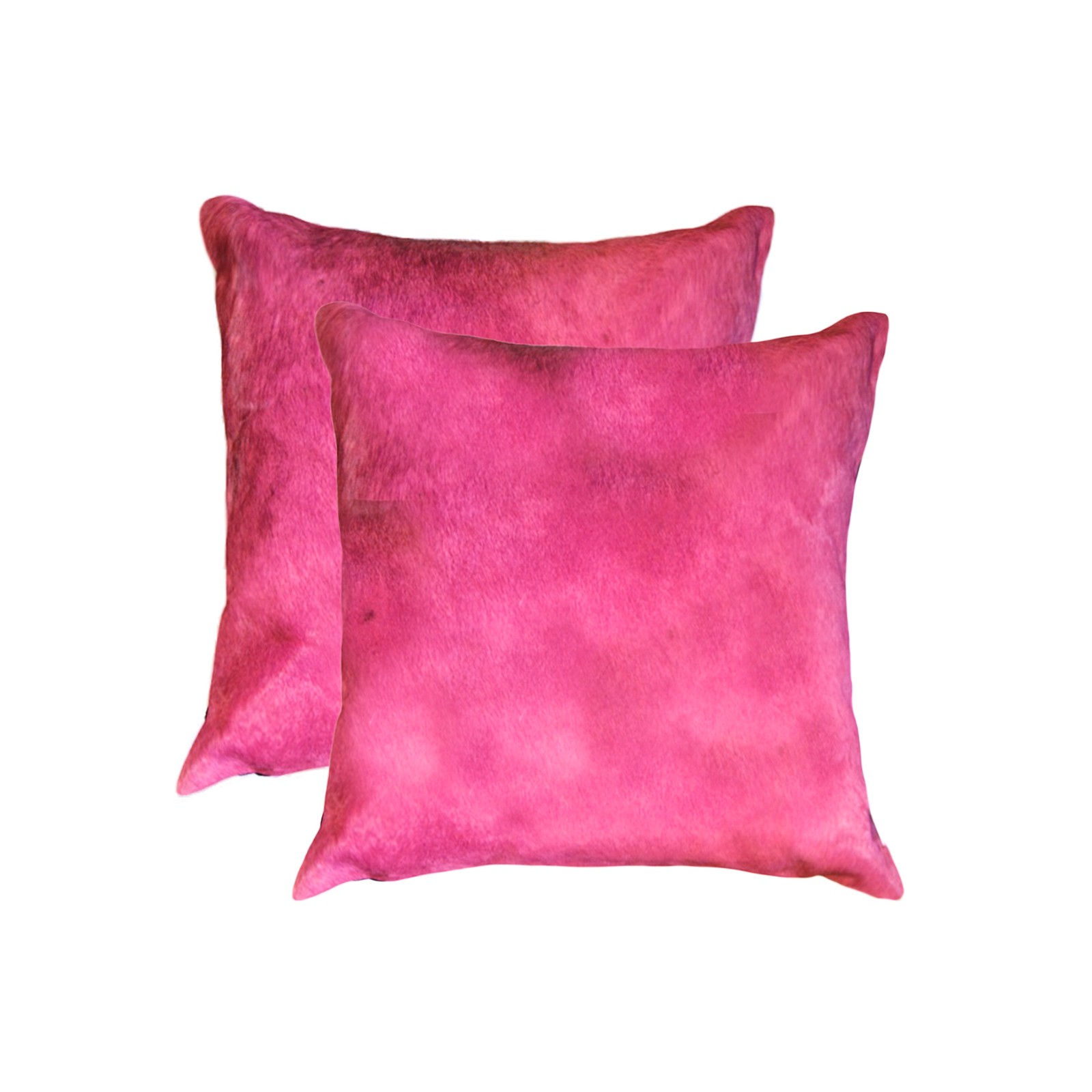 Natural Torino Geneva Cowhide Pillow | 2-Pack | Fuchsia | 18"x18"