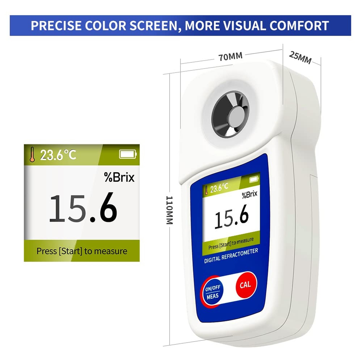 Digital Brix Refractometer Flagfront brix Meter Refractometer Automatic Tempe...