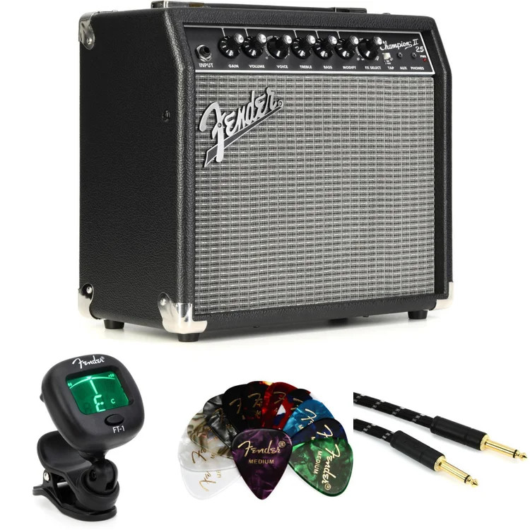 Fender Champion II 25-watt 1 x 8-inch Combo Amplifier Essentials Bundle