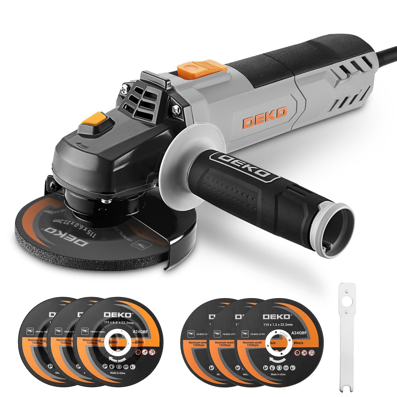 8-Amp Angle Grinder: DEKOPRO 4-1/2 inch Electric Corded Grinder Power Tools with