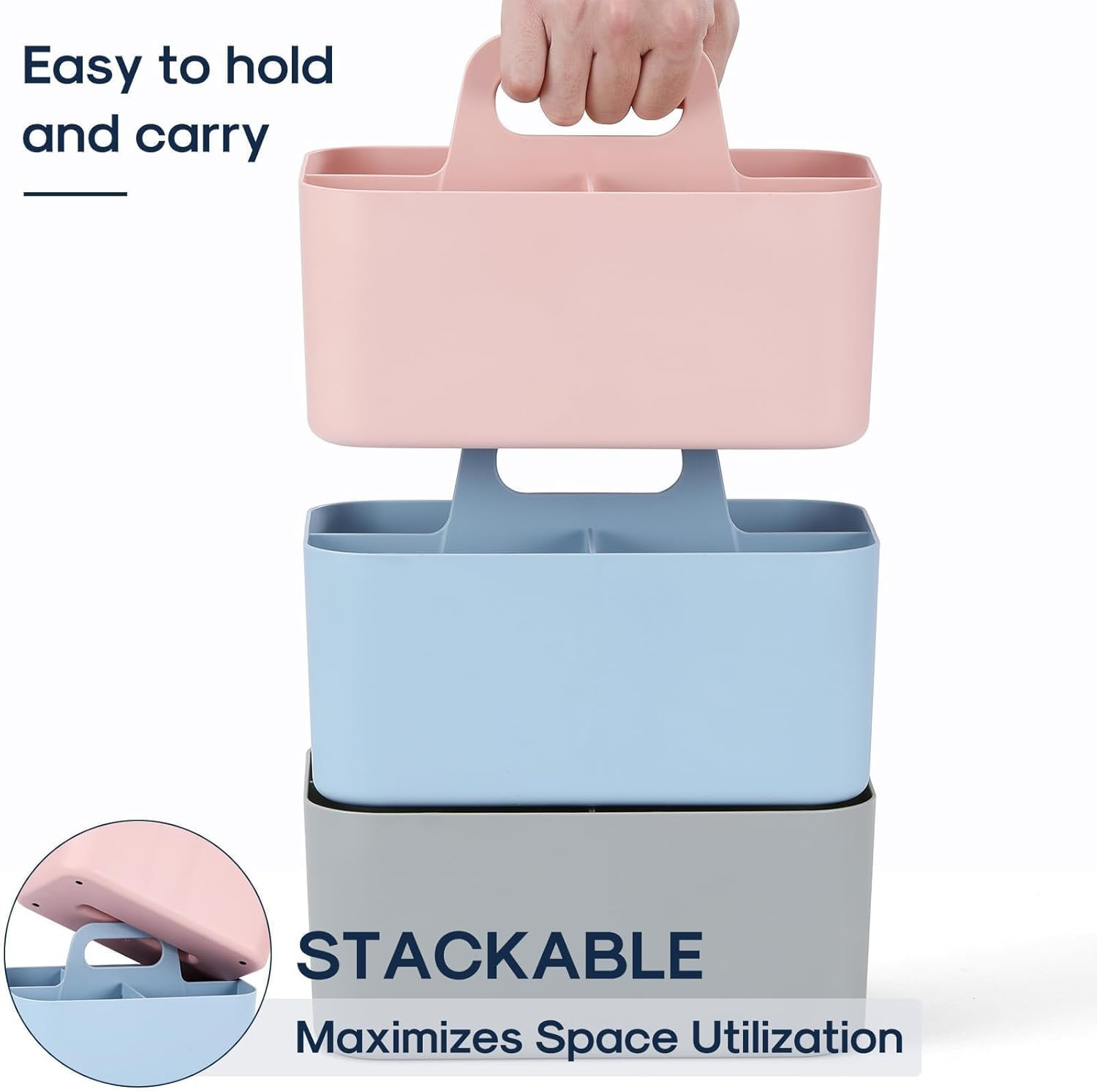 Multiuse Caddy Organizer with Handle, Portable Divided Plastic Tote Bin - Art Cr