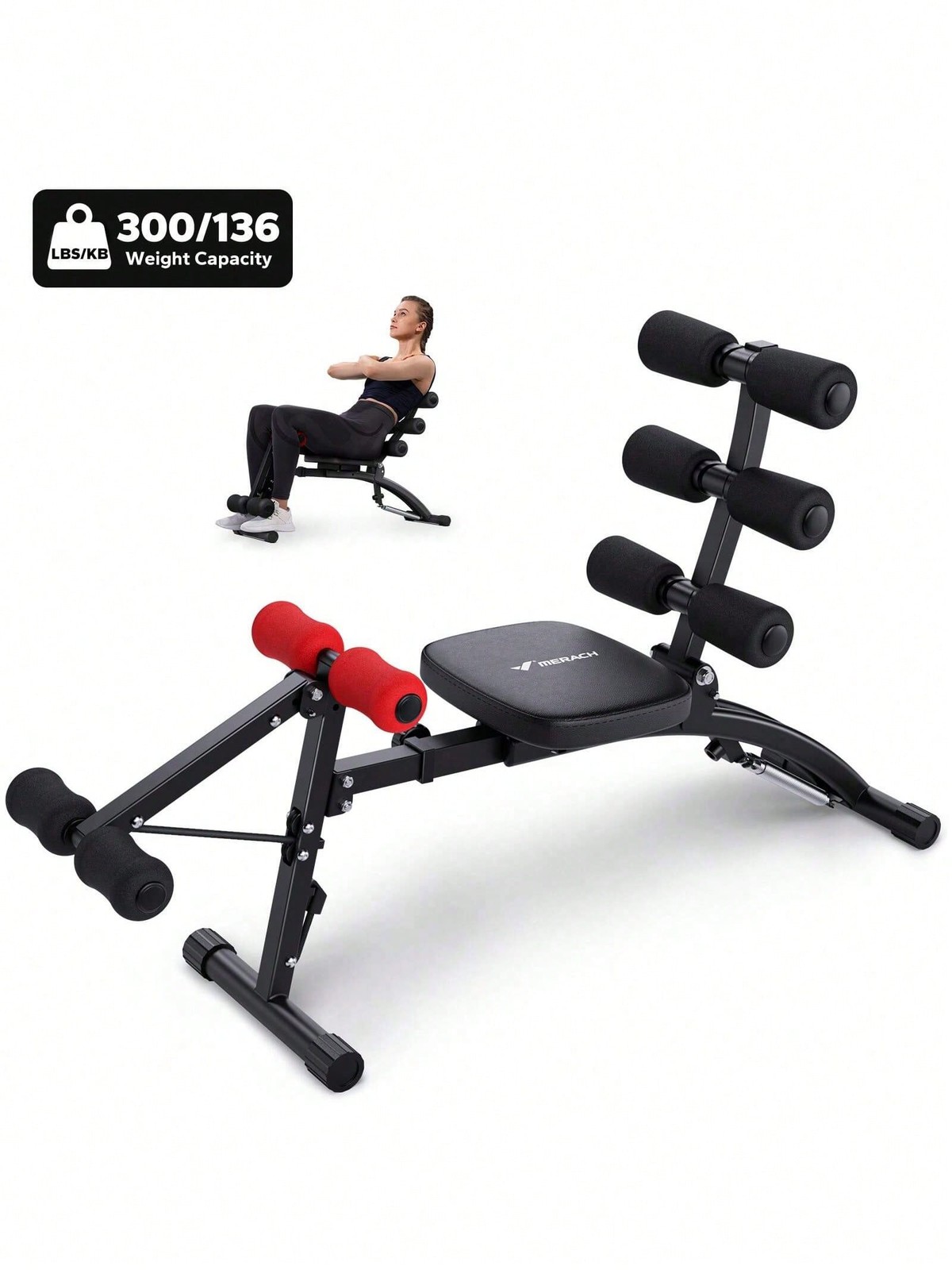 MERACH Ab Machine, Multi-Functional Adjustable Ab Trainer, Ab Workout Bench-FGQA