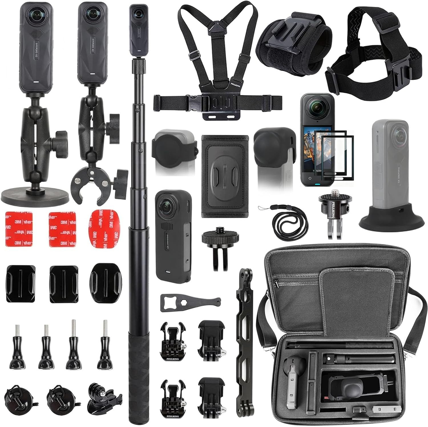 Accessories Kit for Insta360 X5,Included Carrying Case with Belt,2 Pcs Metal 1/4