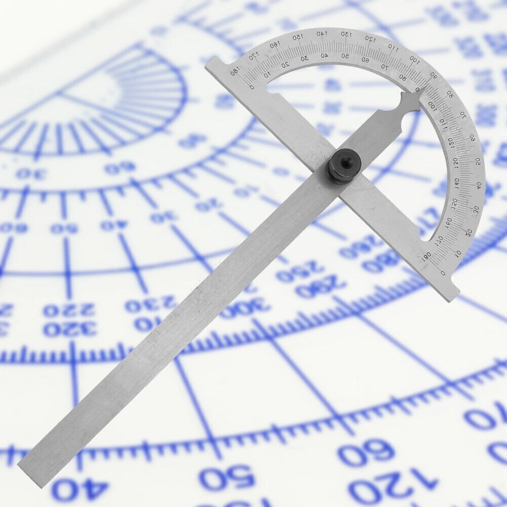 Carbon Steel Chrome Plated Protractor Rotary Angle Finder Measuring Ruler