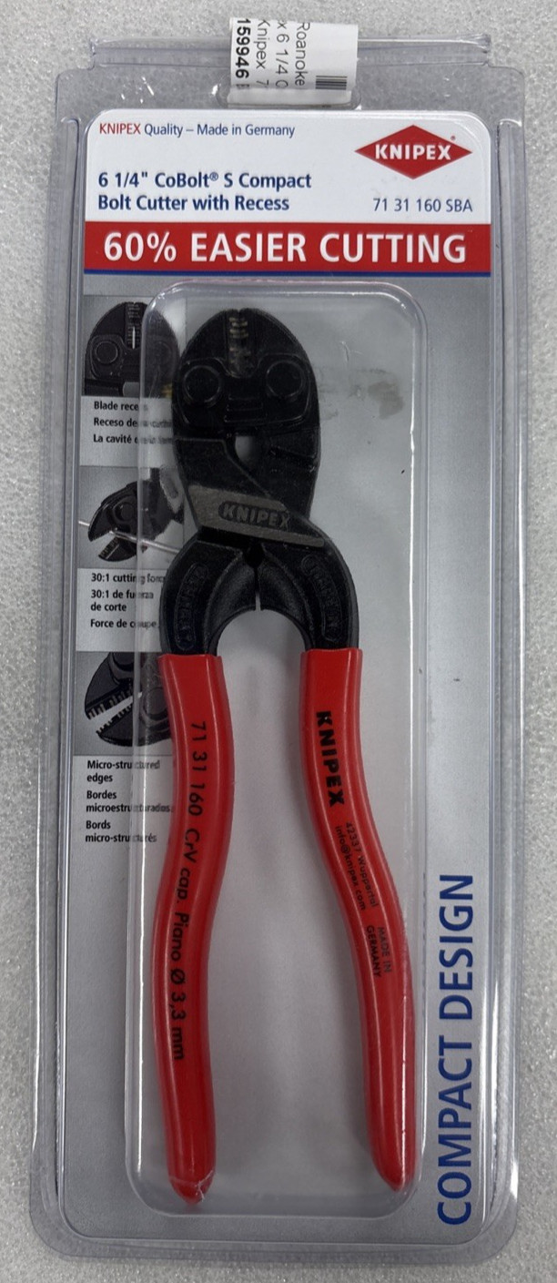 KNIPEX 71 31 160 SBA CoBolt S Compact Bolt Cutters-Notched Blade