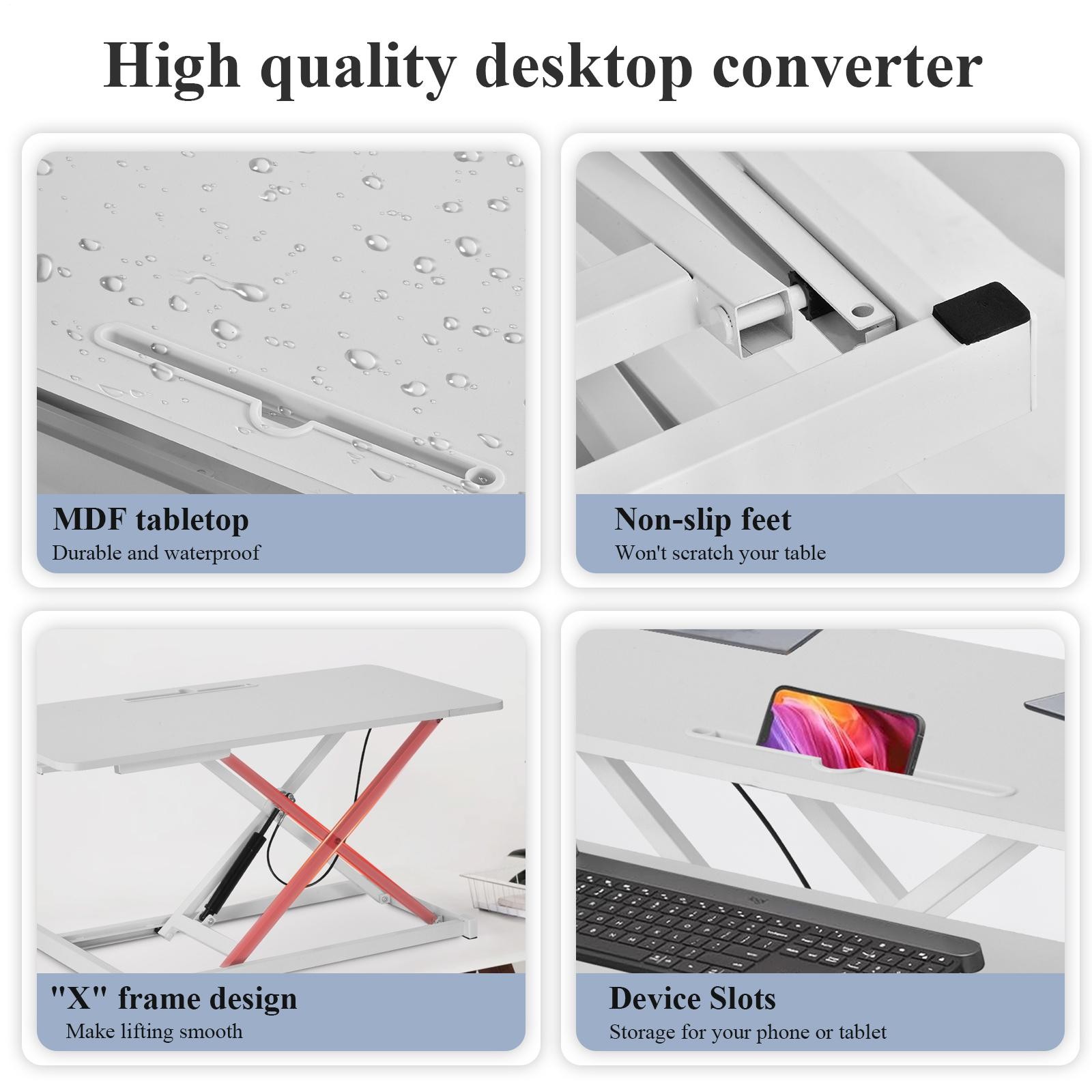 37" Home Office Desk Riser Adjustable Standing Desk Converter