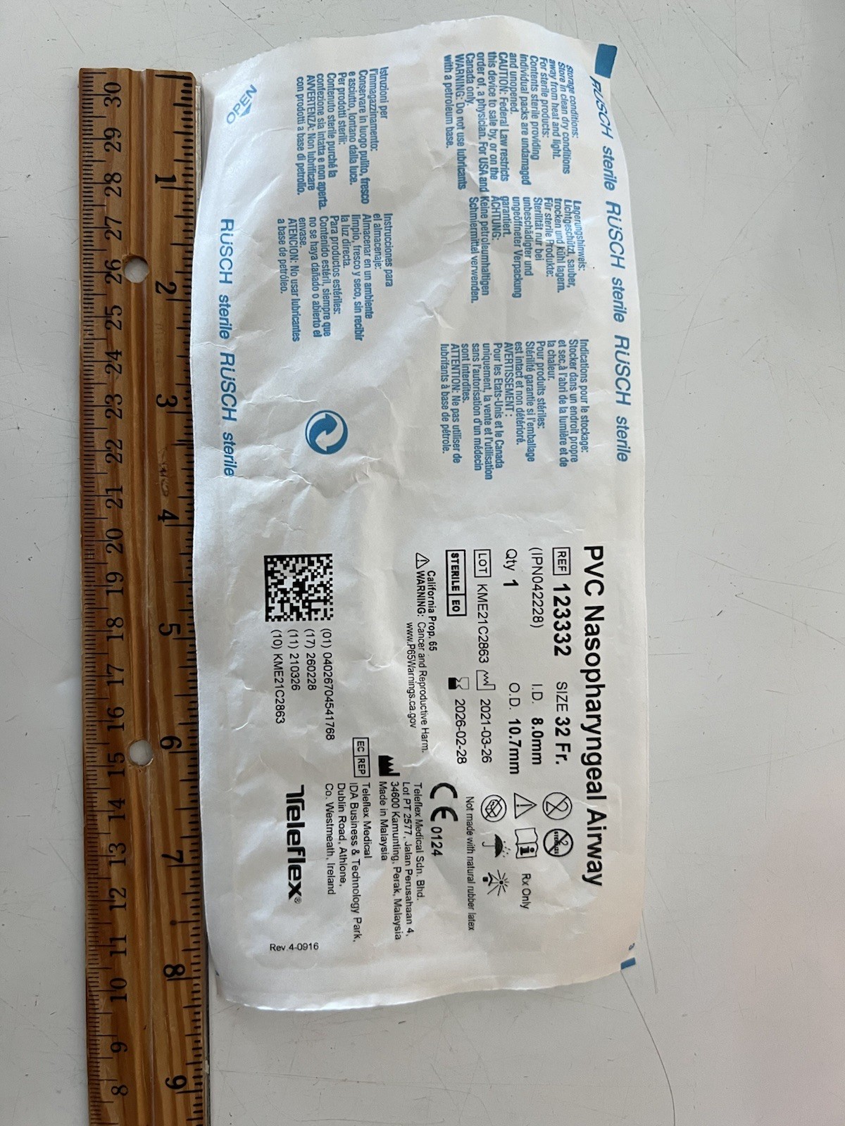 Nasopharyngeal Airway 32fr New Exp 2-28-26 Emergency Prep Training