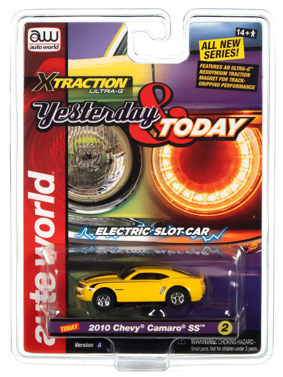SC384A2 Auto World Xtraction 2010 Chevrolet Camaro (Yellow) HO Scale Slot Car