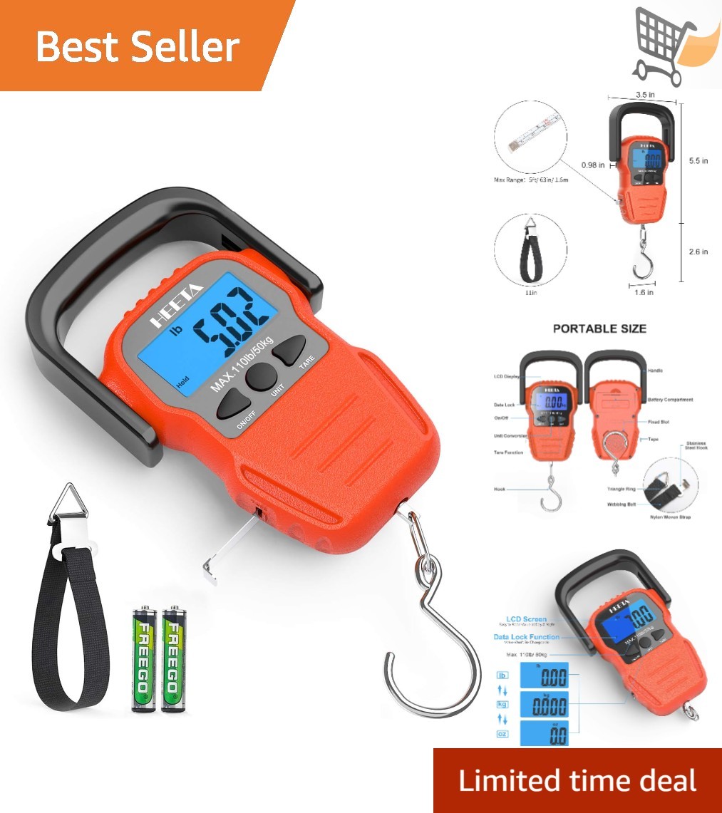 Fish Scale ABS 50kg Digital Hanging Backlit LCD Fishing Weighing Scale