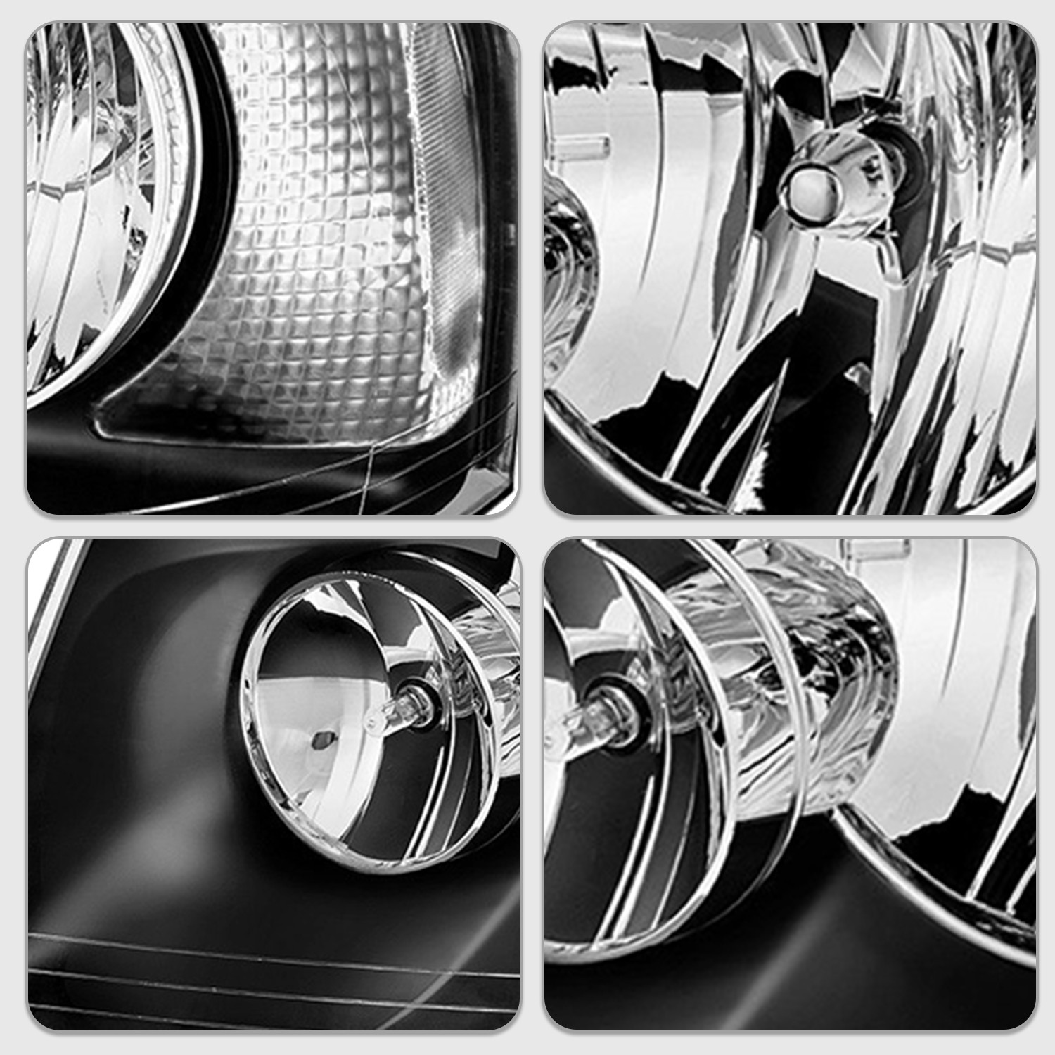 For 2003-2006 Ford Expedition Black Clear Headlights Assembly Pair W/Bulbs