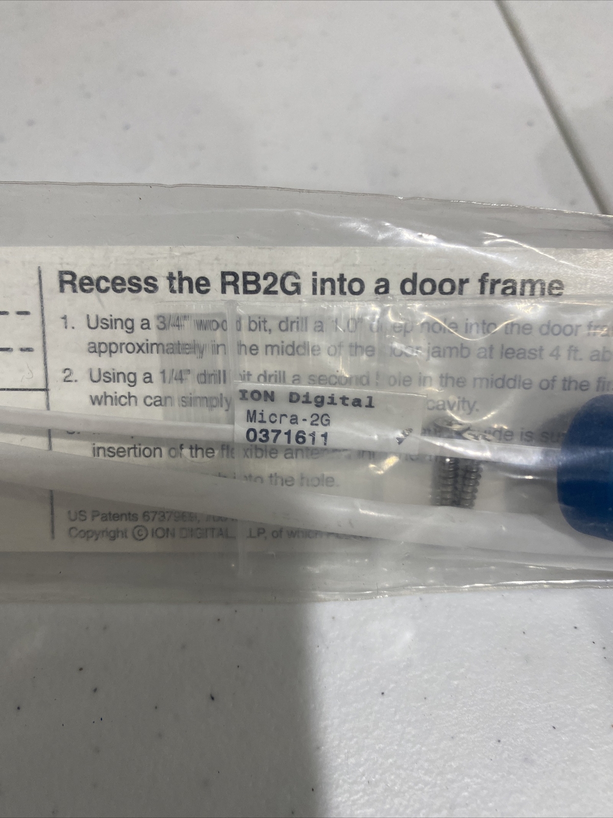 ION Security Plunger Wireless Door Sensor RB2G (2 GIG Compatible) Switch
