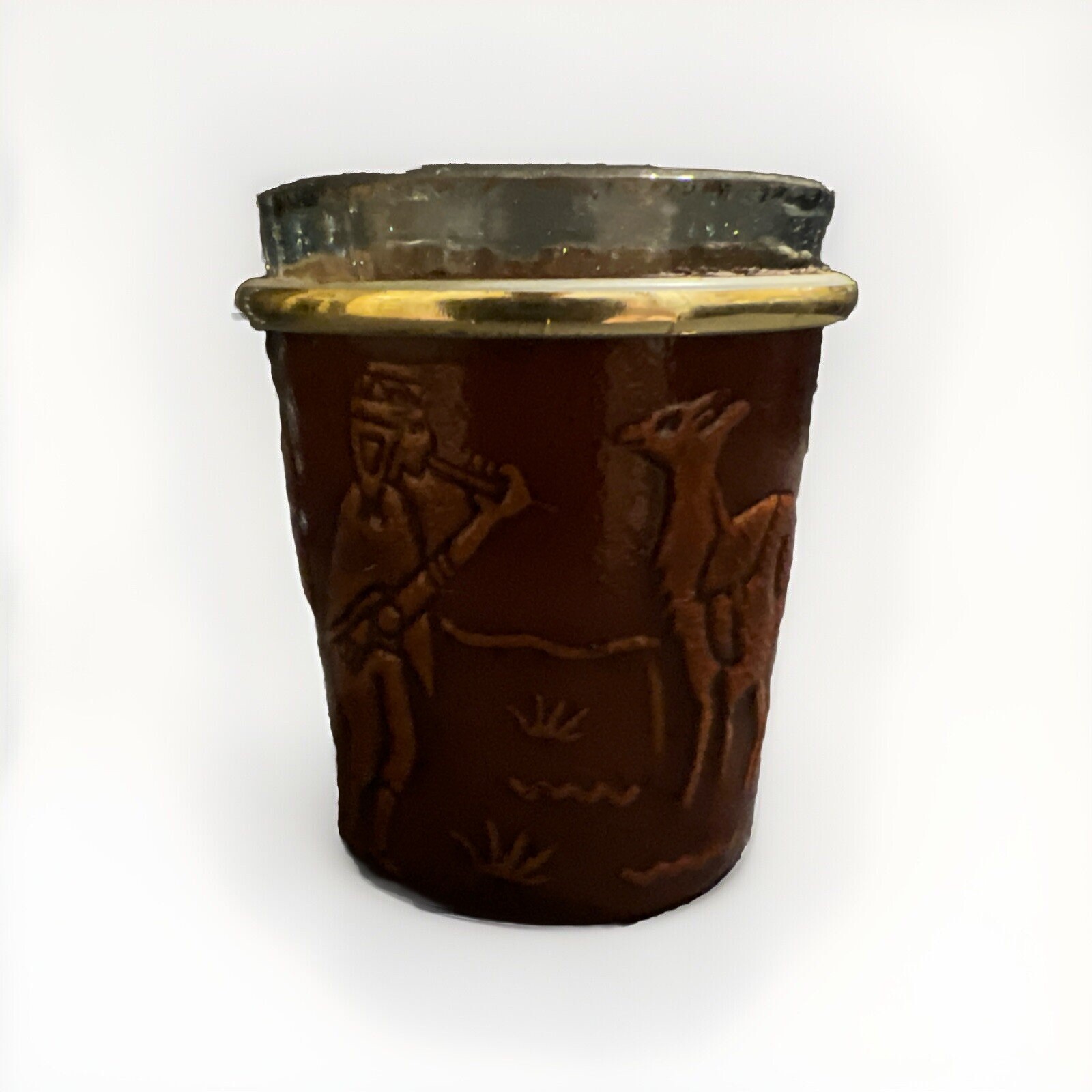 Handmade ECUADOR- Leather Bottle W/ Strap & Shot Glass