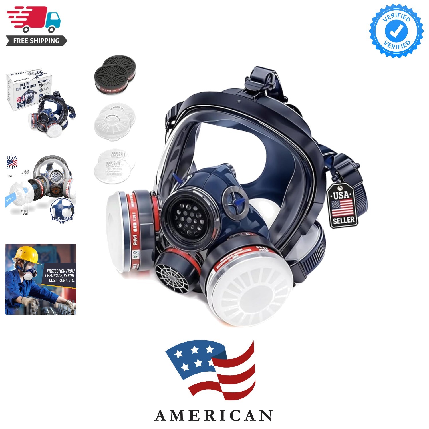 Full Face Organic Vapor Respirator - Protective Eye & Nose Shield with Anti-F...