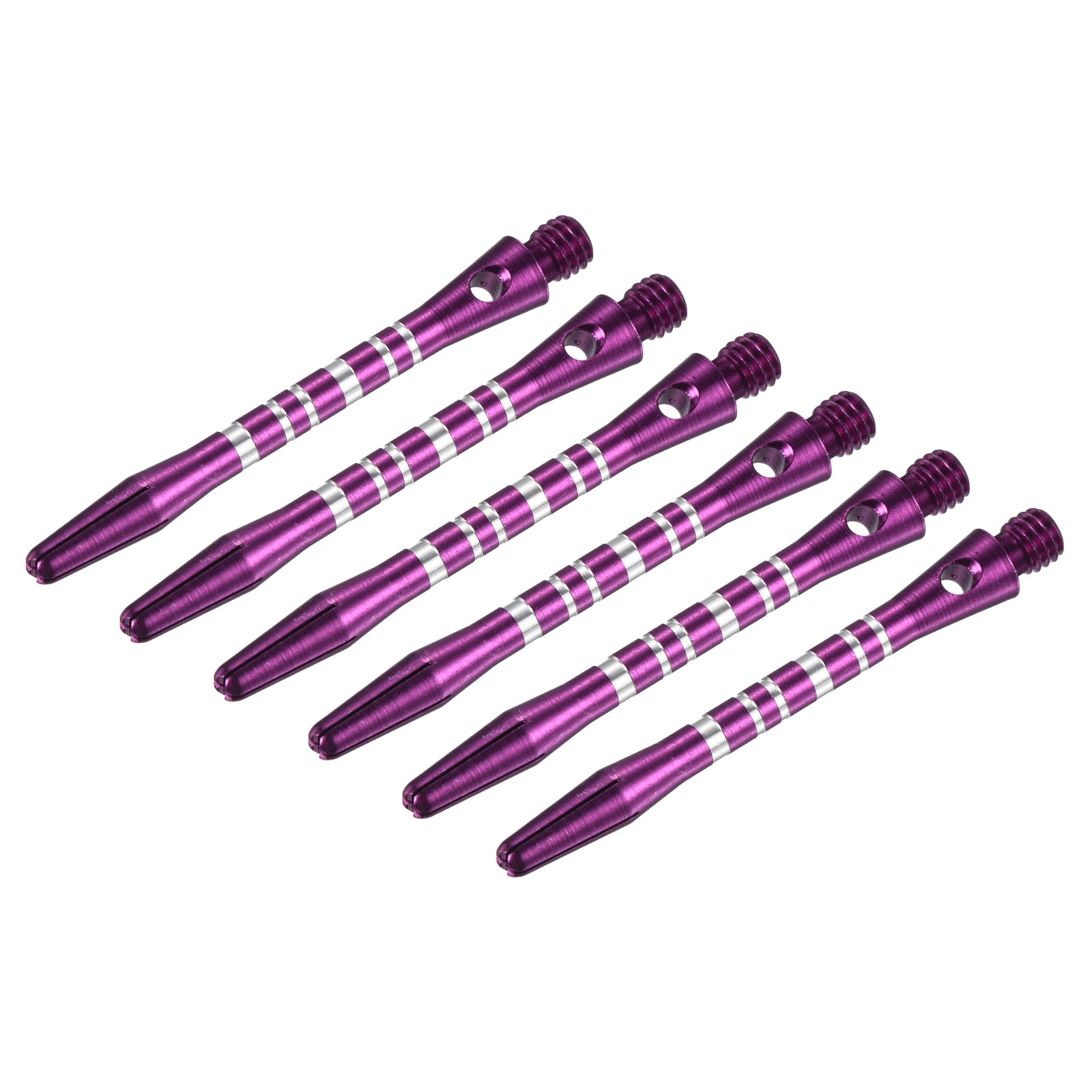 45mm Dart Shafts, 2BA Thread Aluminum Dart Stems - 6 Pack (Silver Tone, Purple)
