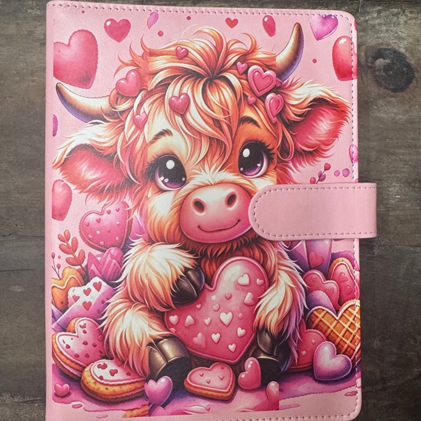 Highland Cow A5 Binder with printed stationery paper & mousepad