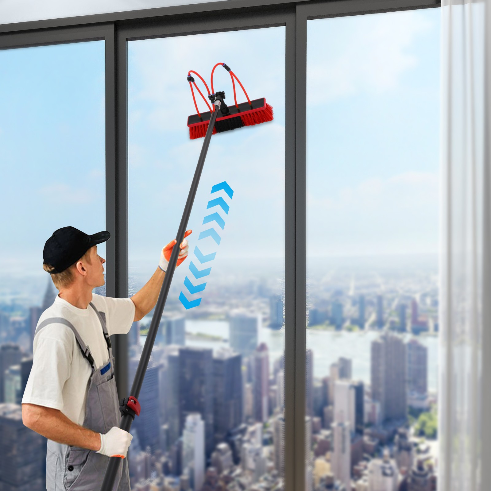 Solar Panel Cleaning Brush Outdoor Window Adjustable Pole Cleaning Kit Modern