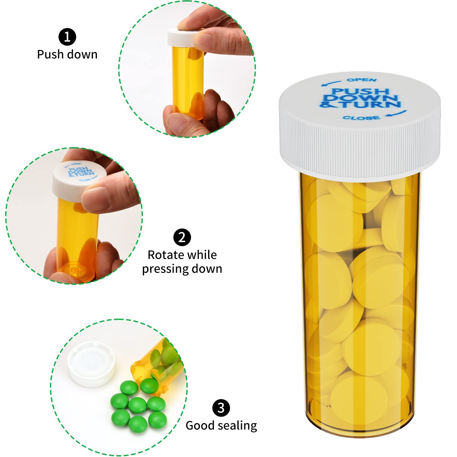 Urekt Empty Plastic Medicine Pill Bottles with 8 dram, Transparent Orange