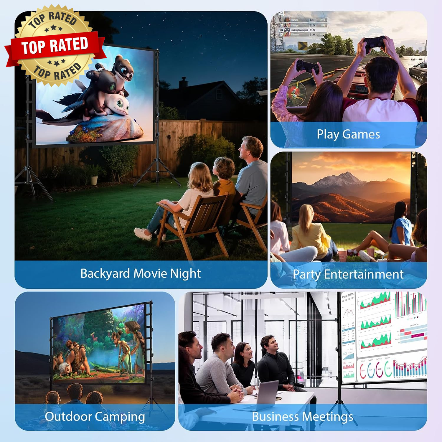 200 Inch Projector Screen with Stand: 16Ft Portable Large Projection Screen and