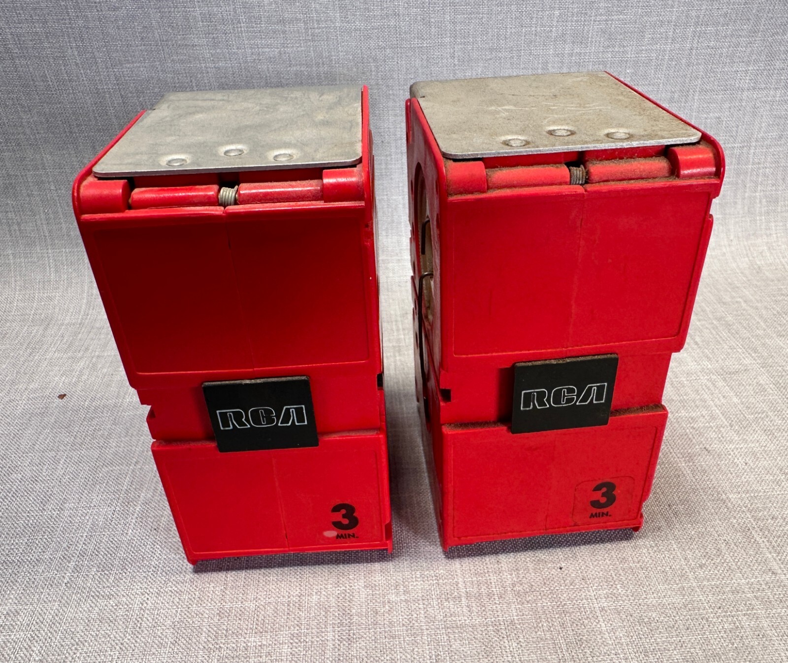 LOT OF 2 VINTAGE RCA TCR 100 2" 3 MIN BROADCAST VIDEO CARTRIDGE Scotch Tape #400