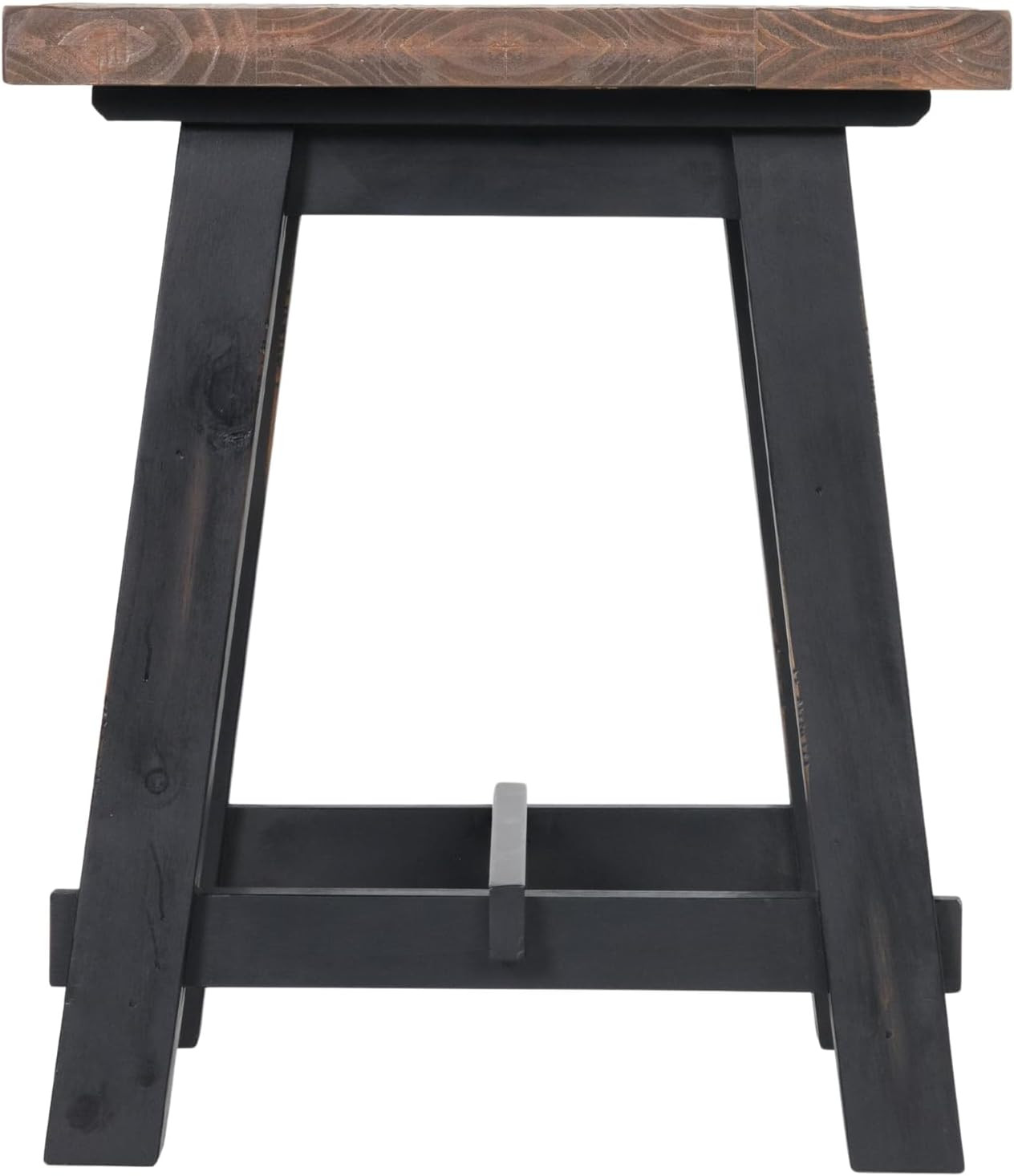 Adam Rustic Industrial Side Table, Natural/Black, 21” | Solid Wood Square End Ta