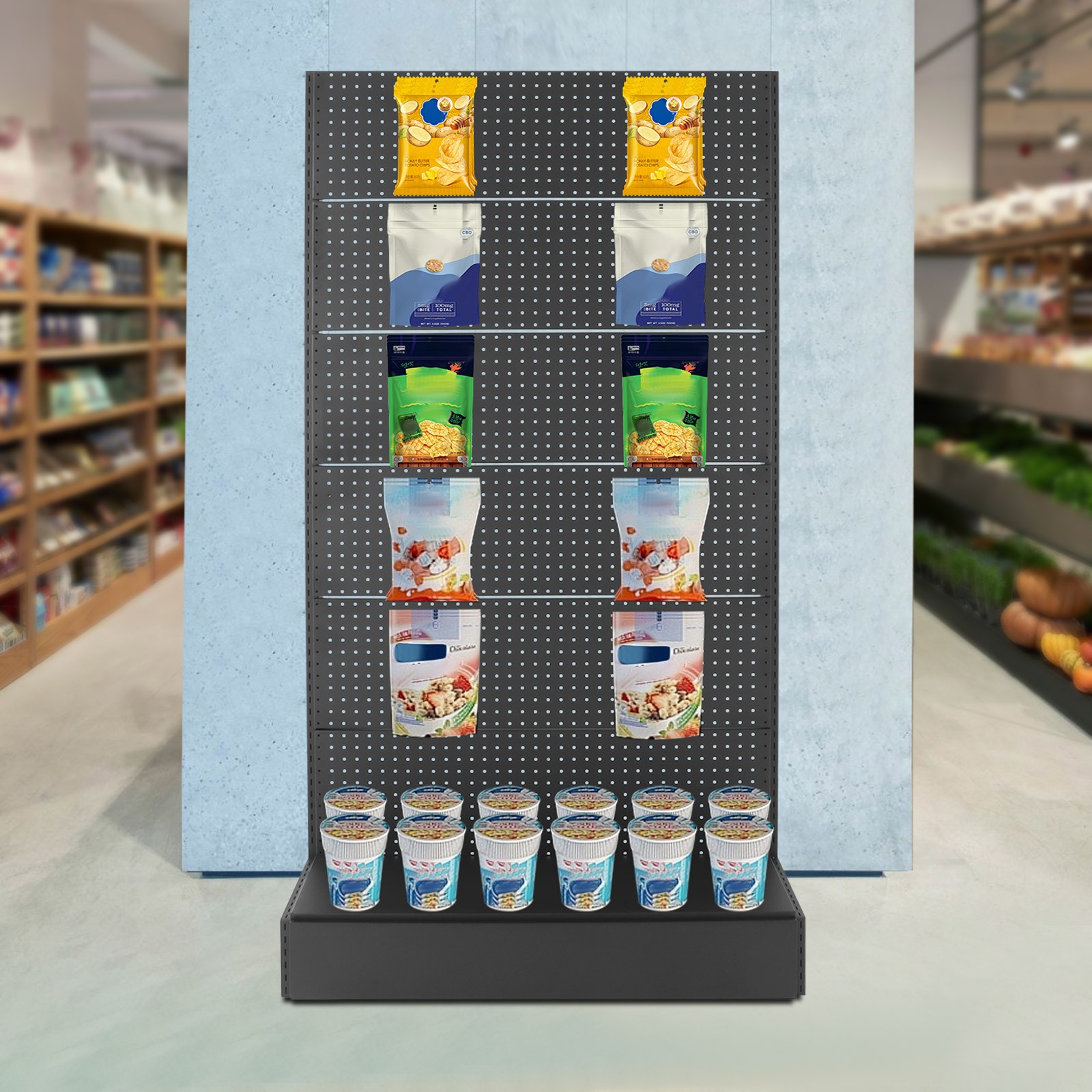 Peg Board Display Stand 6 Panels Retail Display Rack Display Stand with 10 Hooks