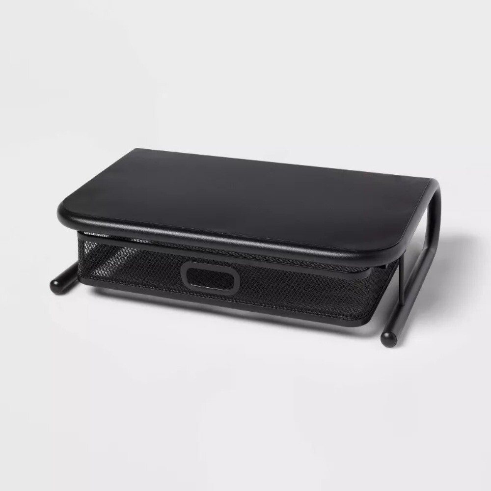 Mesh Monitor Stand with Drawer: Metal Monitor Riser, Desk Accessories