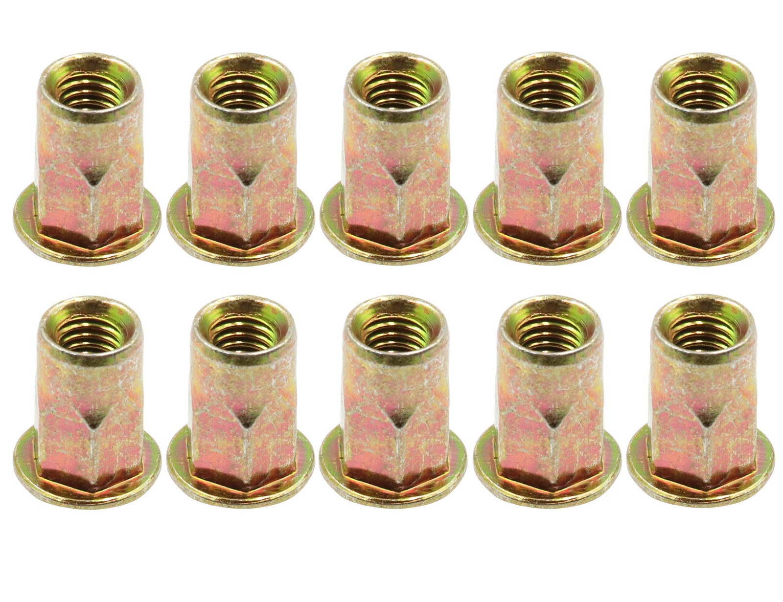 LBY 60pcs Carbon Steel Rivet Nuts, M6 Thread Insert Nutsert (Half-Hexagonal) ...