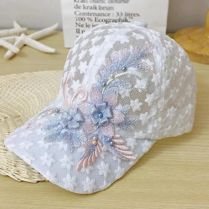 Embroidery Flowers Designer Baseball Cap Mesh Caps Women's Fashion Hat*