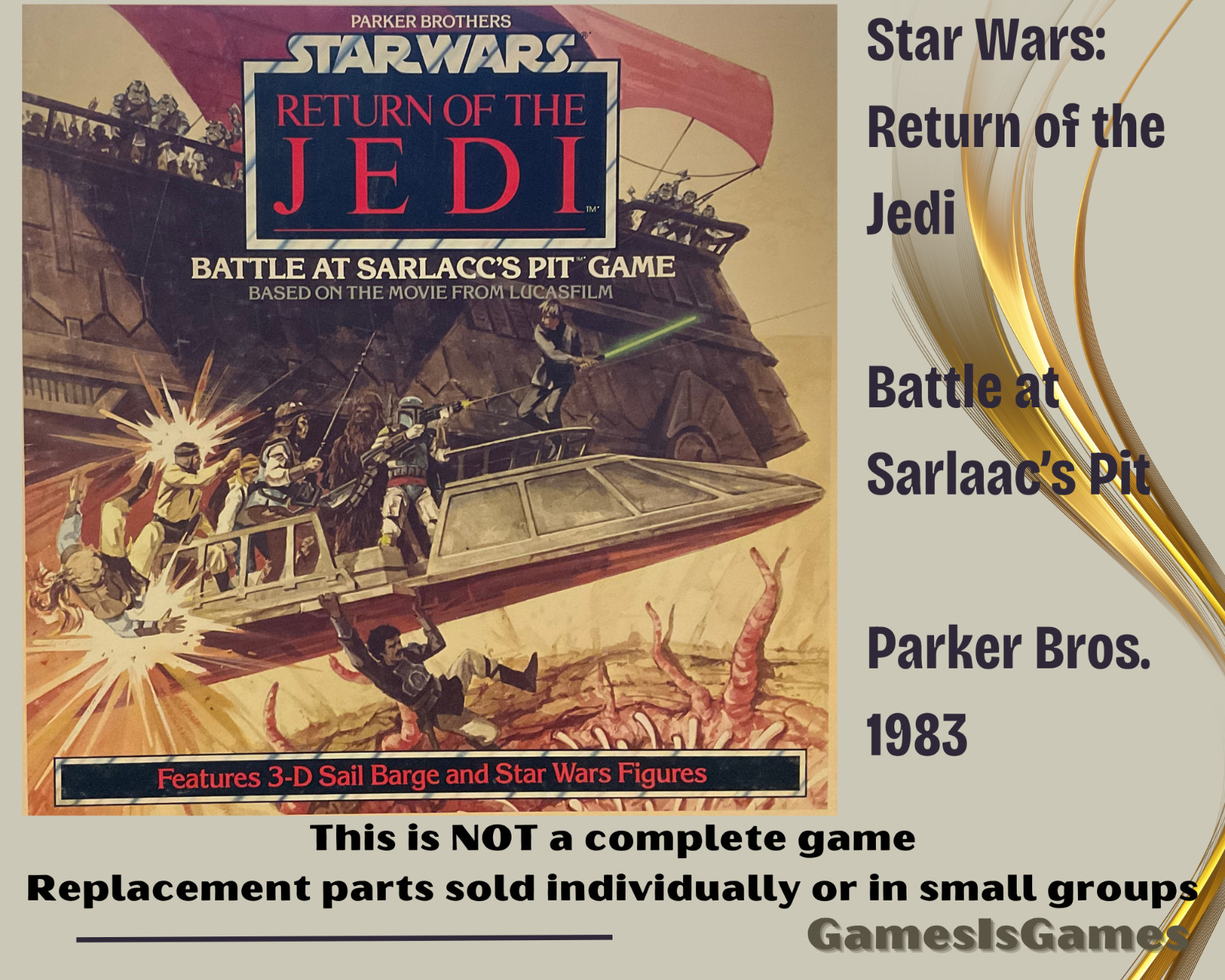 Board Game Parts: STAR WARS ROTJ BATTLE AT SARLACCS PIT PB'83 replacement pieces
