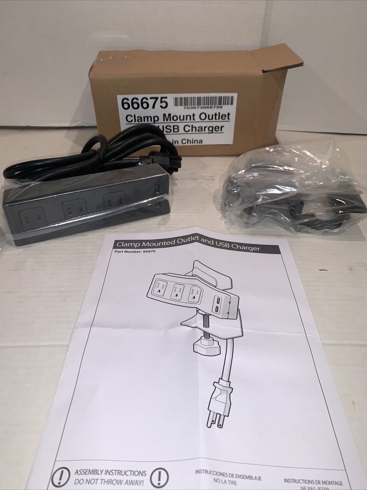 Clamp Mount Power Outlet & USB Charger 66675 Mooreco