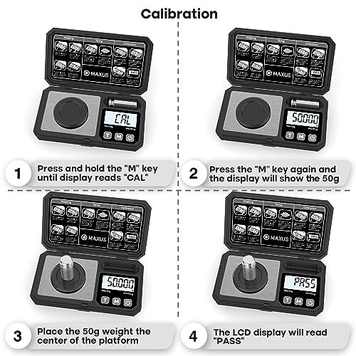 Precision Digital Milligram Scale 50g/0.001g, Calibration Weight & Reloading Acc