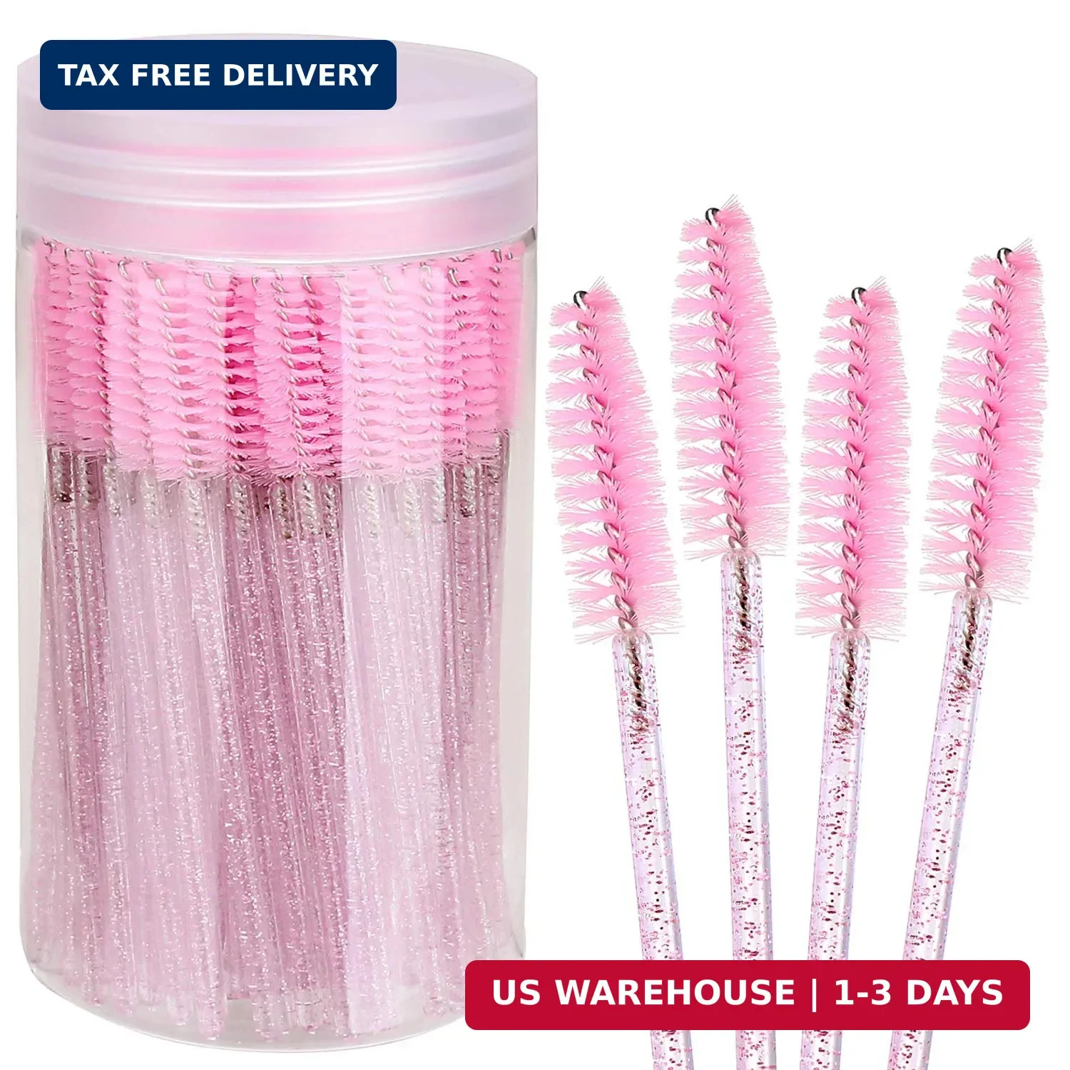 Elisel 100pcs Disposable Mascara Brushes with Container, Mascara Wands Makeup Br