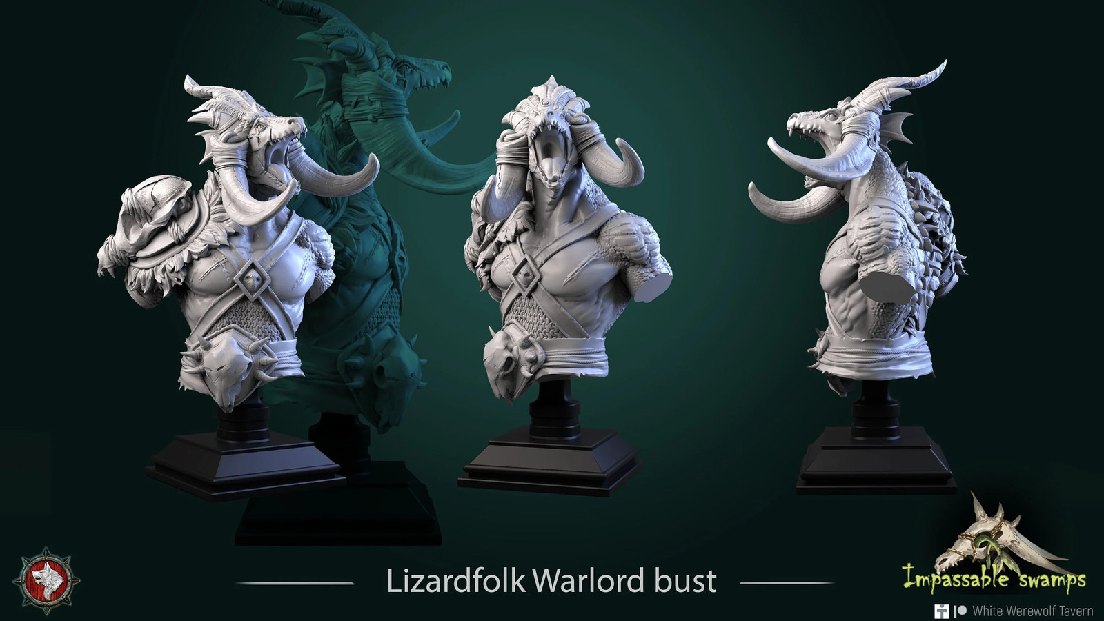 Lizardfolk Warlord - Resin Display Bust