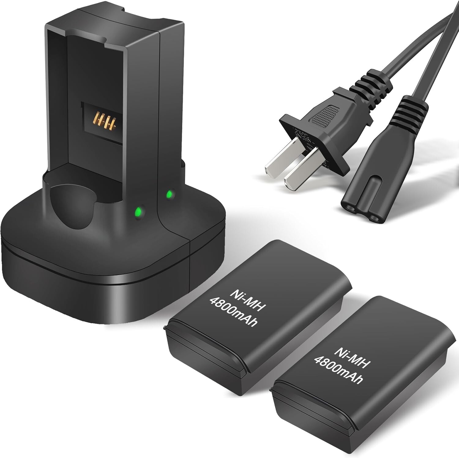 Dual Battery Charger Charging Station Dock + 2x Battery For Xbox 360 Controller