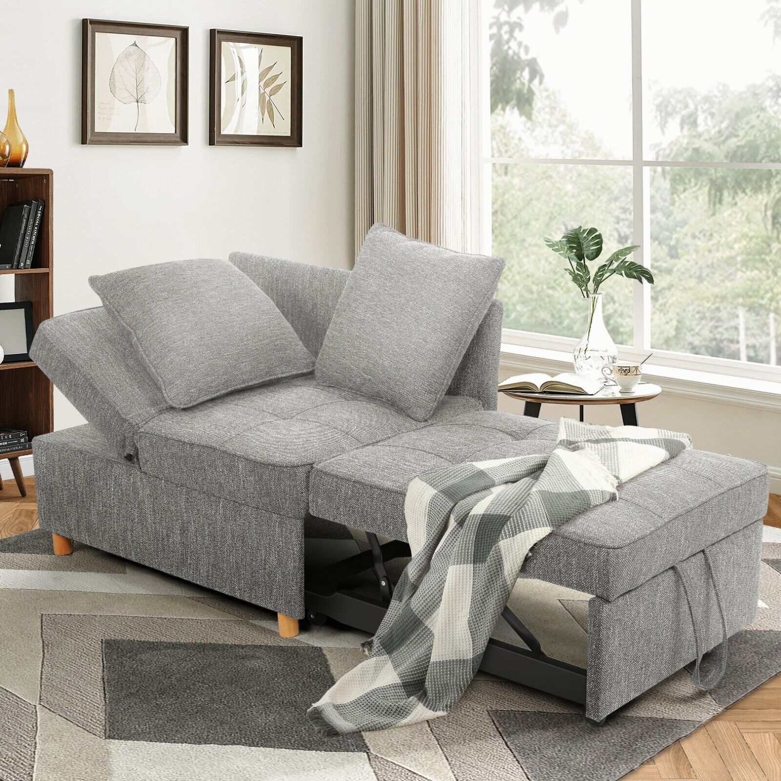 Sofa Bed Chair,4-in-1 Convertible Chair Bed Folding Single Recliner Sleeper Sofa