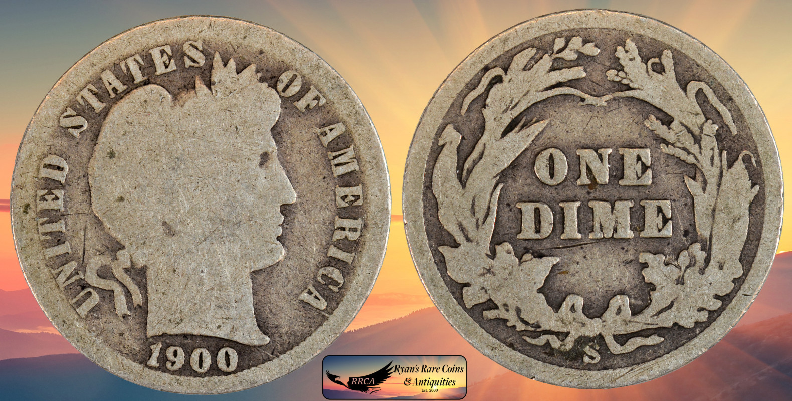 1900 S Barber Dime, Good Condition, Silver, Ryan's Rare Coins & Antique, C8737