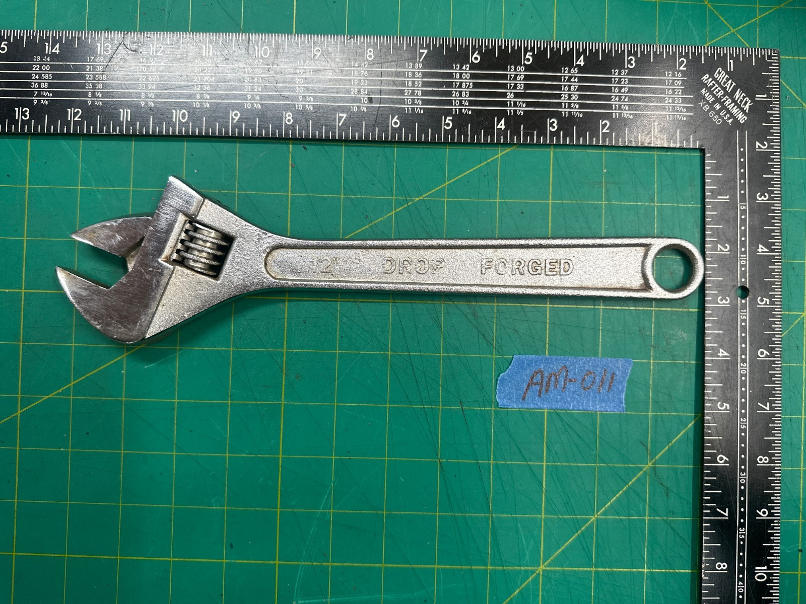 Vintage 12" Long Drop Forged 30mm Heavy Duty Adjustable Wrench Tool
